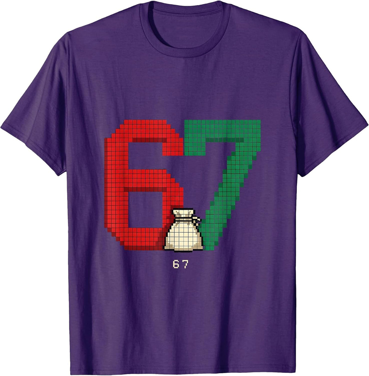 6 7 Pixel Art Funny Christmas Meme Gen Alpha Slang T-Shirt - Purple