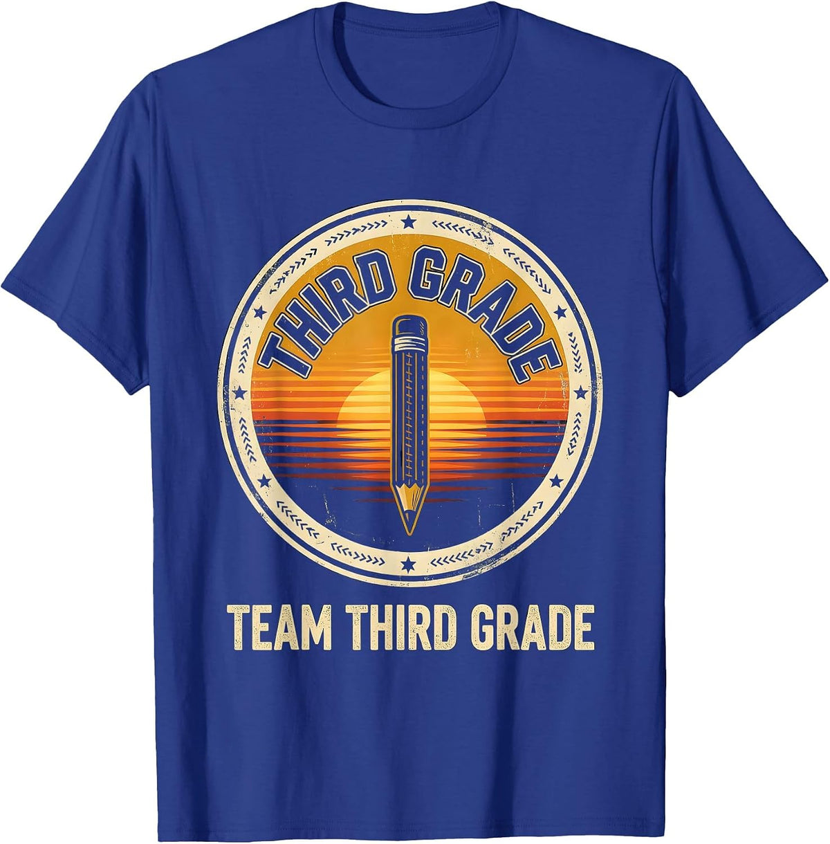 Team Third Grade Vintage Teacher Back To School T-Shirt - Royal Blue