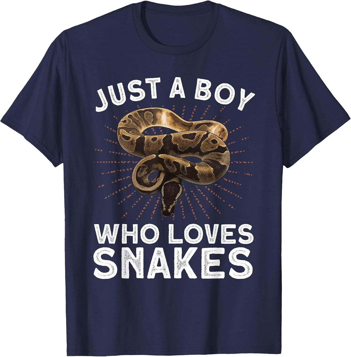 Funny Snake Art for Boys Kids Men Reptile Animal Snake Lover T-Shirt - Navy Blue