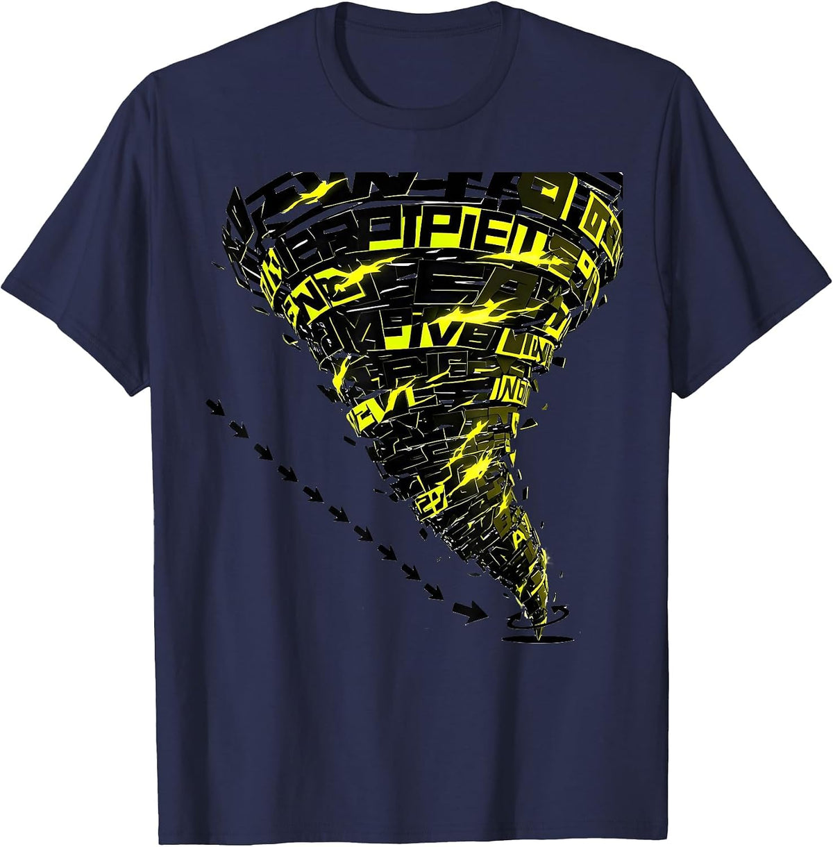 Men's Tornado Funnel Typography Storm Chaser Meteorology T-Shirt - Navy Blue