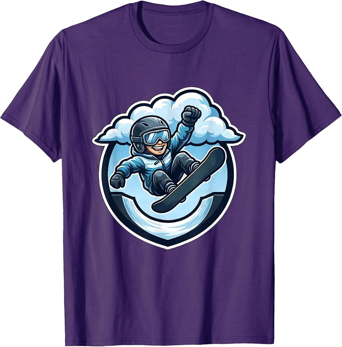 Snowboarder Halfpipe Launch Into The Clouds T-Shirt - Purple