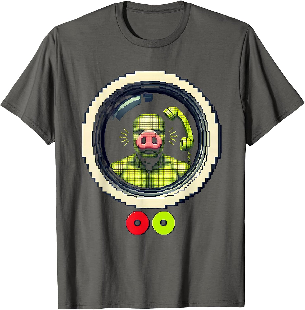 John Pork Pixel Art Funny Gen Z Brainrot Meme T-Shirt - Asphalt Grey