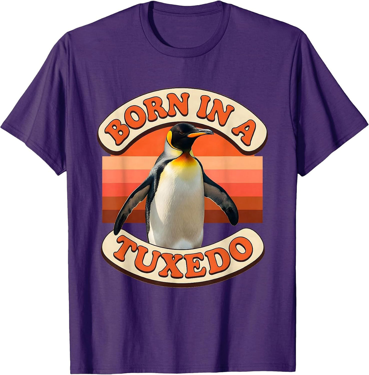 Born in a Tuxedo Formal Style Graphic Design T-Shirt - Purple