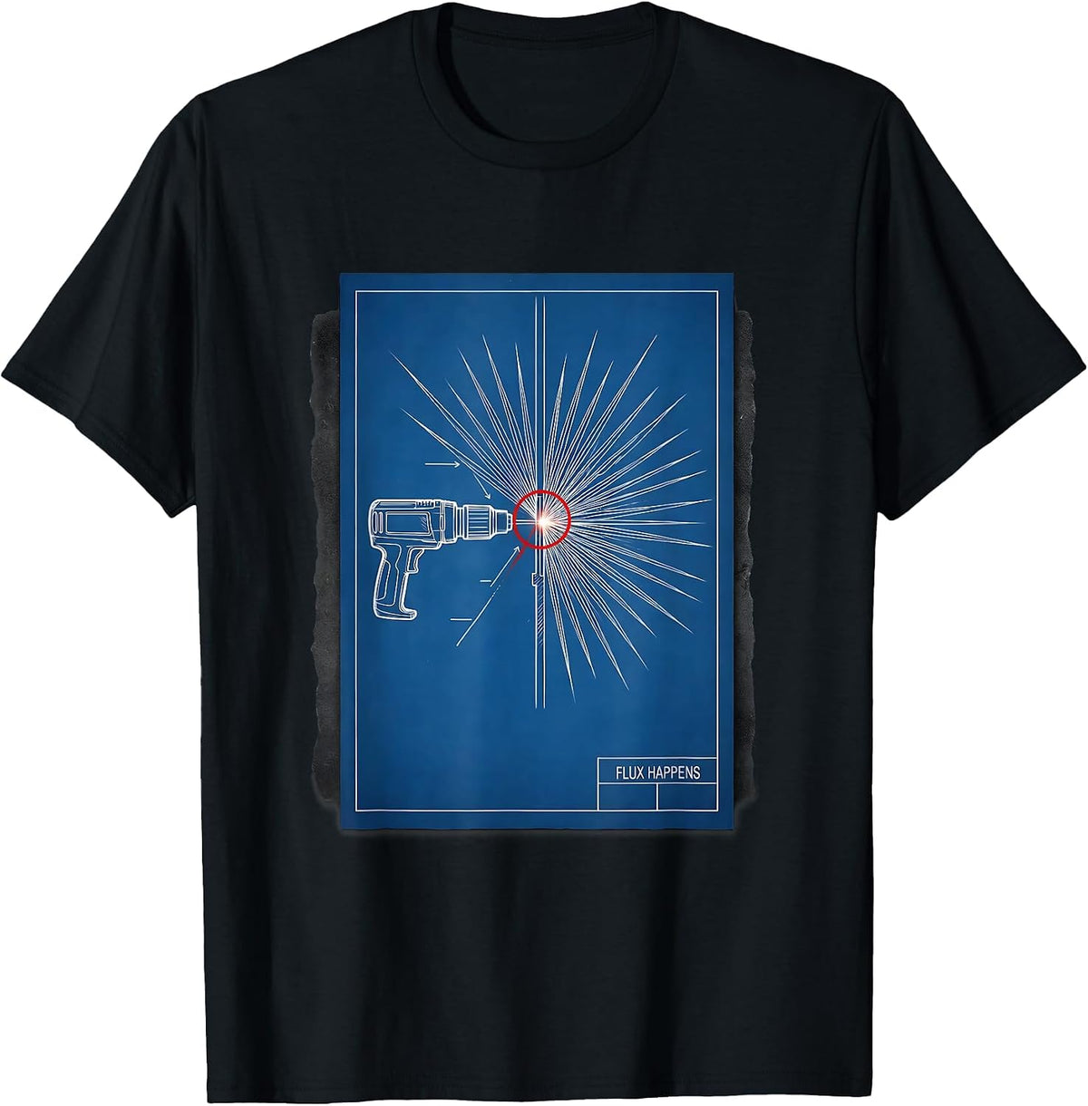 Men's Flux Happens Technical Blueprint Welder Metal Fabricator T-Shirt - Black