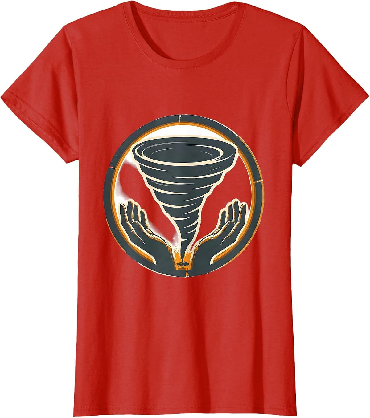 Tornado Funnel Badge Storm Chaser Meteorology Enthusiast T-Shirt - Red