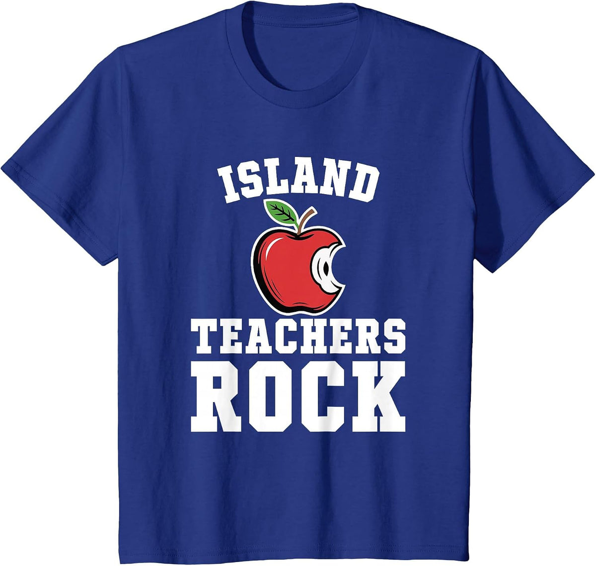 Island Teachers Rock! Retro School Support Teaching T-Shirt - Royal Blue