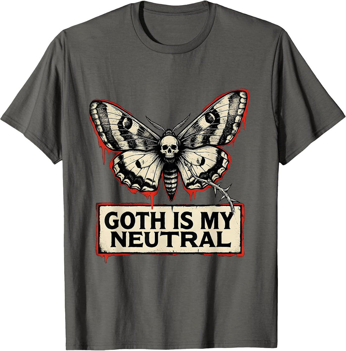 Goth Is My Neutral Stencil Gothic Emo Girl Y2K Grunge T-Shirt - Asphalt Grey