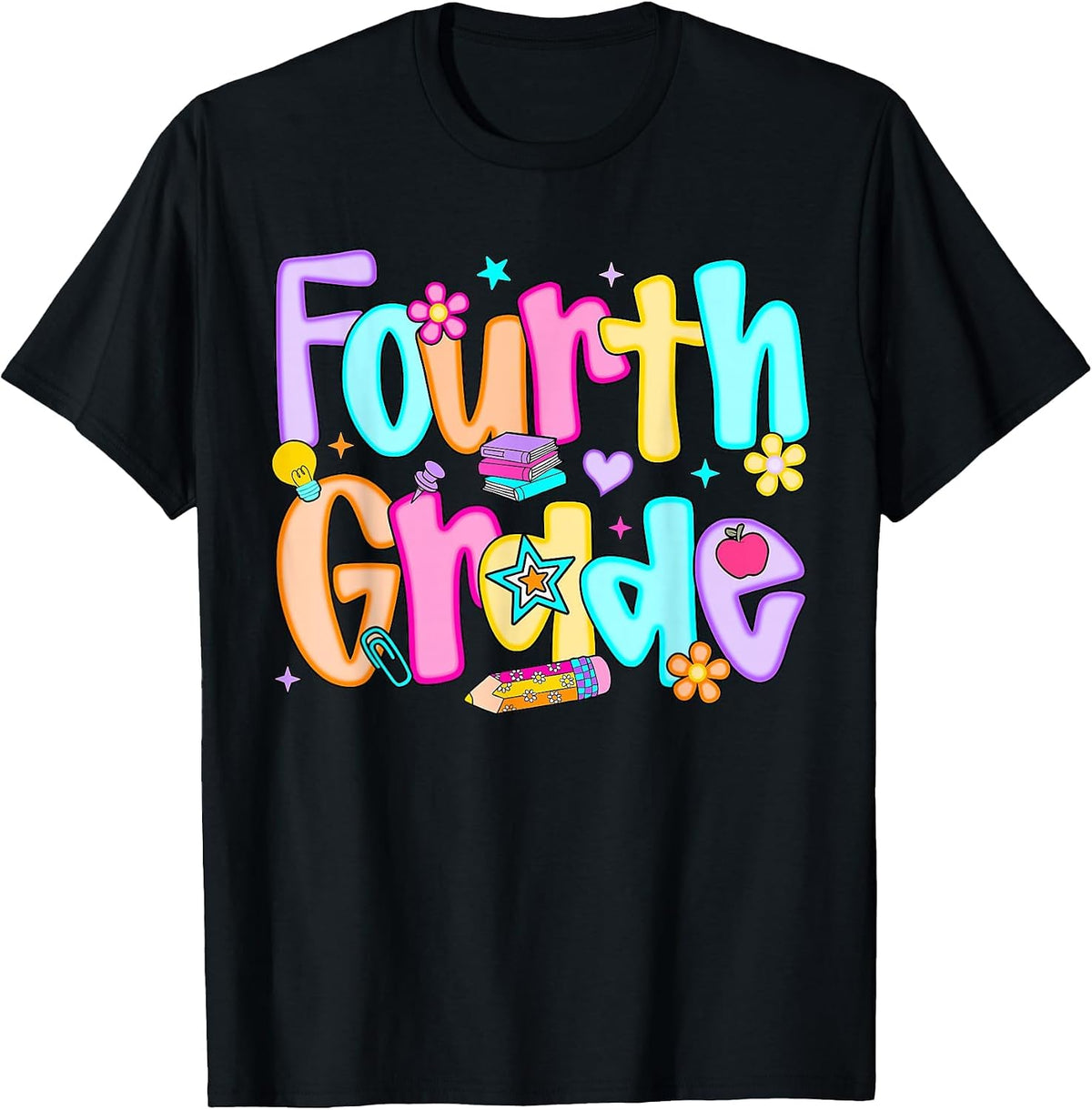 Preppy Fourth Grade Back to School 4th Grade Teachers Girls T-Shirt - Black