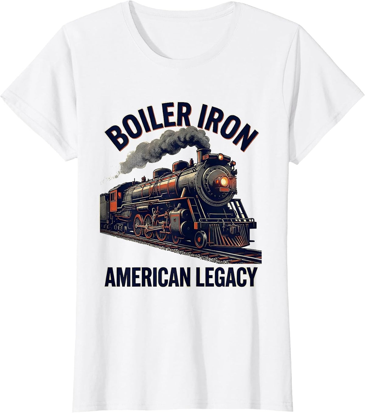 Boiler Iron, American Legacy Vintage Steam Locomotive Train T-Shirt - White