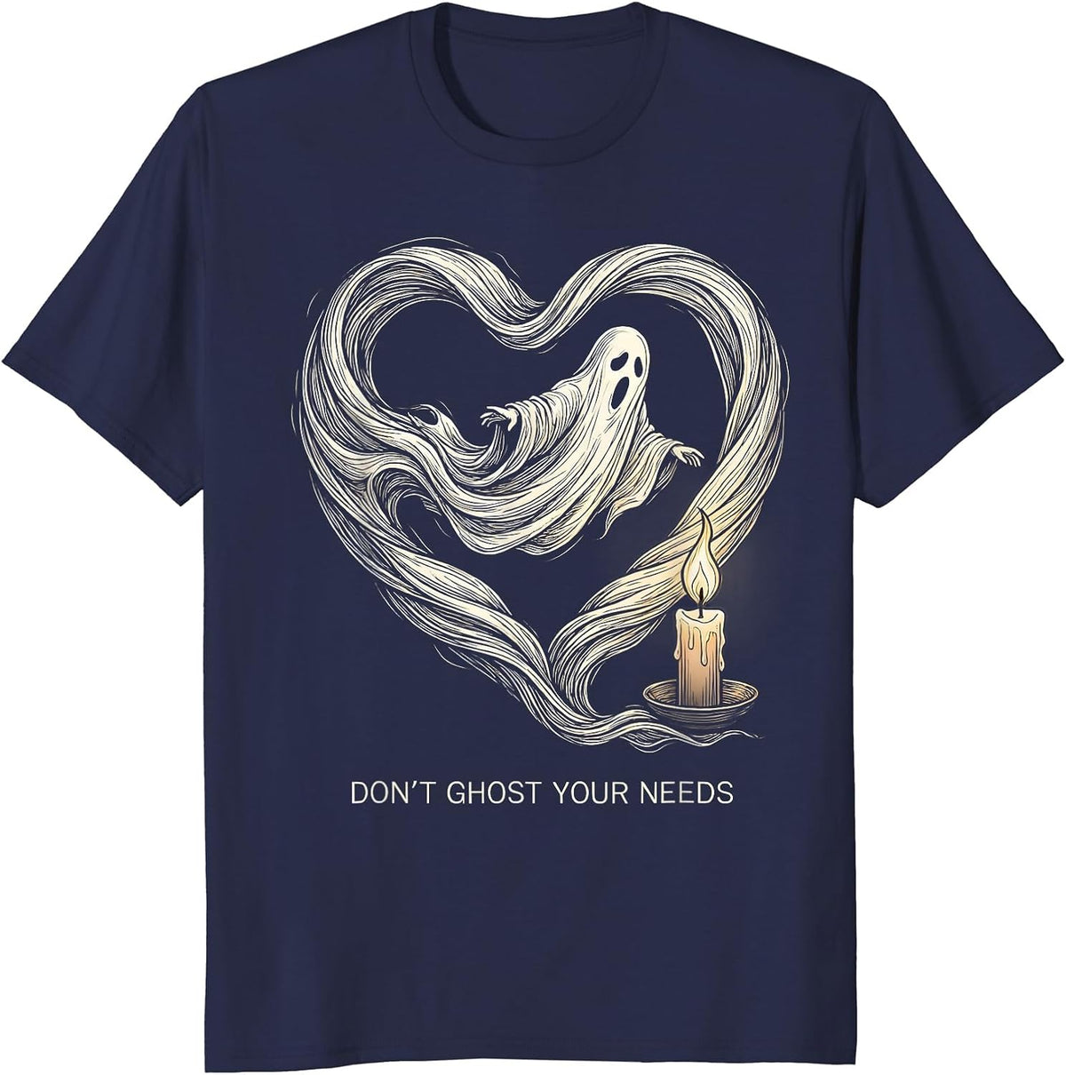 Don't Ghost Your Needs Halloween Mental Health Awareness T-Shirt - Navy Blue