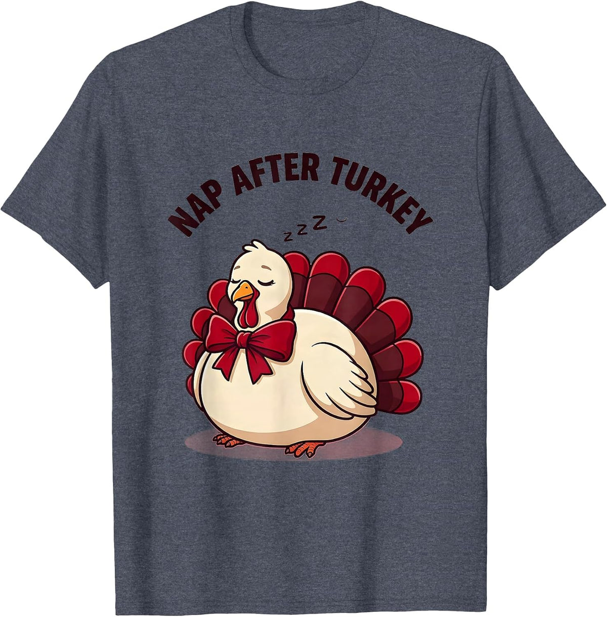 Nap After Turkey Funny Thanksgiving Design T-Shirt - Heather Blue