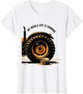 Women's My Whole Life Is Farming Funny Farm Dad Tractor Enthusiast T-Shirt - White