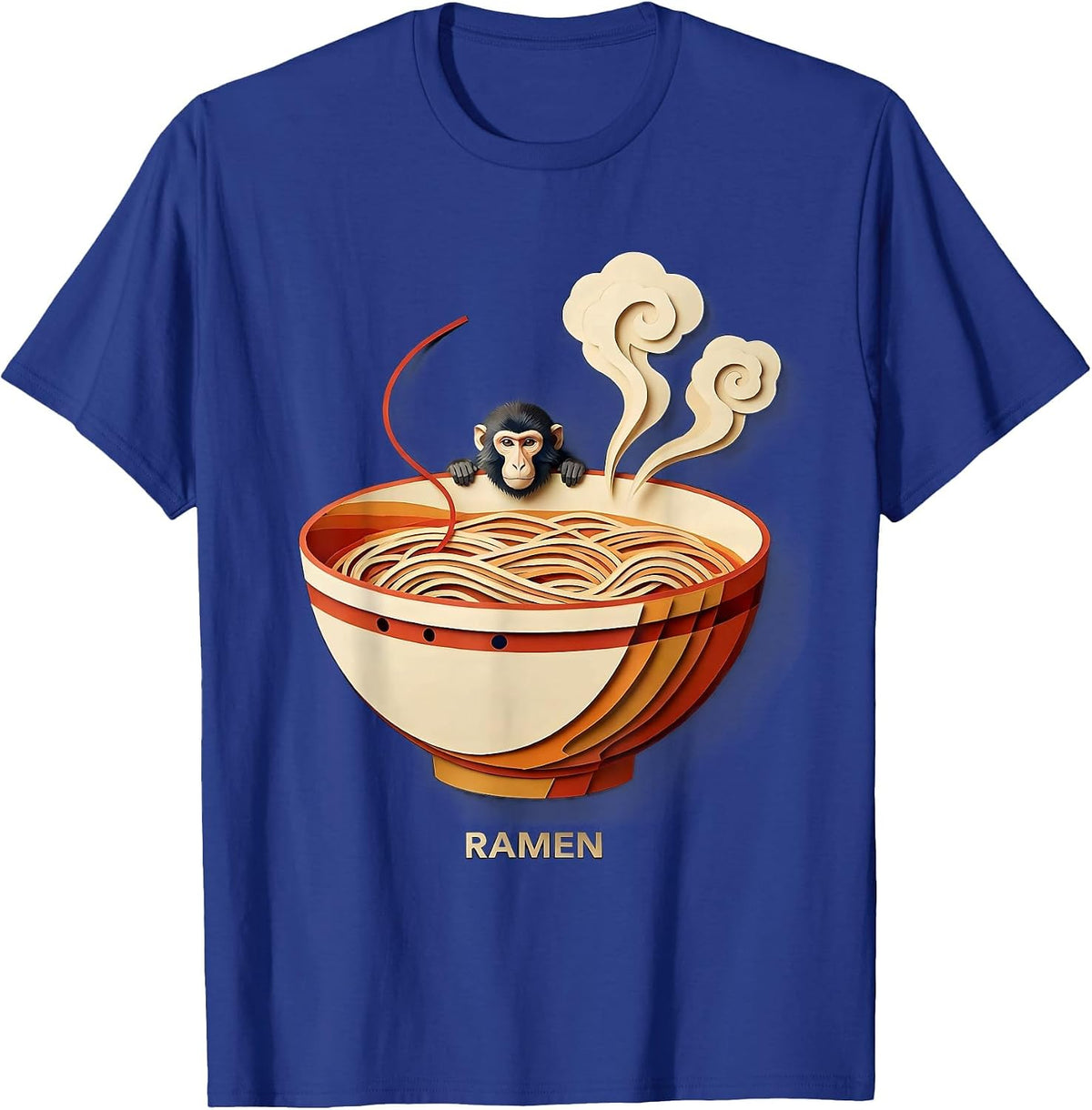 Men's Ramen Cute Japanese Macaque Kawaii Anime Animal Food Lover T-Shirt - Royal Blue