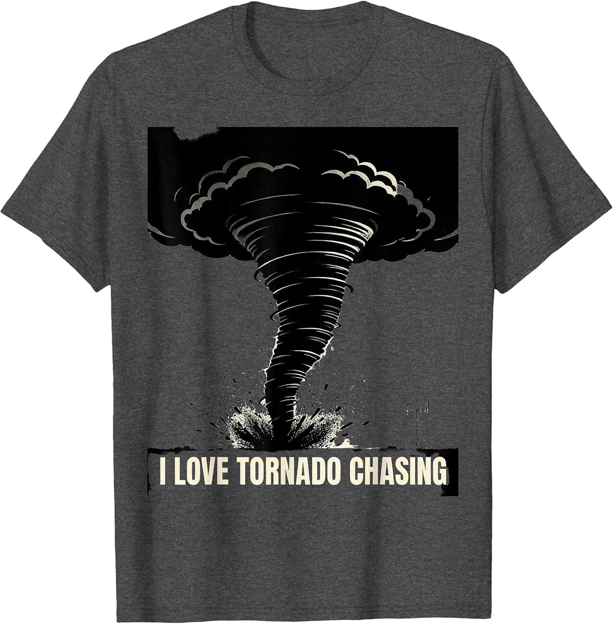 I Love Tornado Chasing Silhouette Storm Chaser Meteorology T-Shirt - Dark Heather Grey