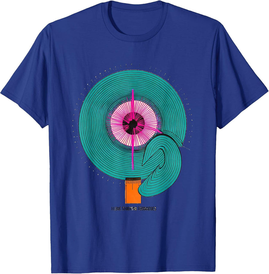 I Love Studying Tornadoes Risograph Storm Chaser Meteorology T-Shirt - Royal Blue