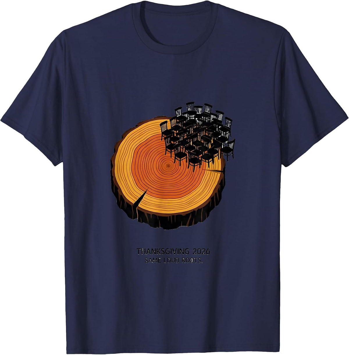 Men's Thanksgiving 2026 Same Loud Roots Family Crew T-Shirt - Navy Blue