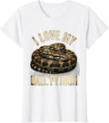 Women's I Love My Ball Python Distressed Funny Reptile Lover Gift T-Shirt - White