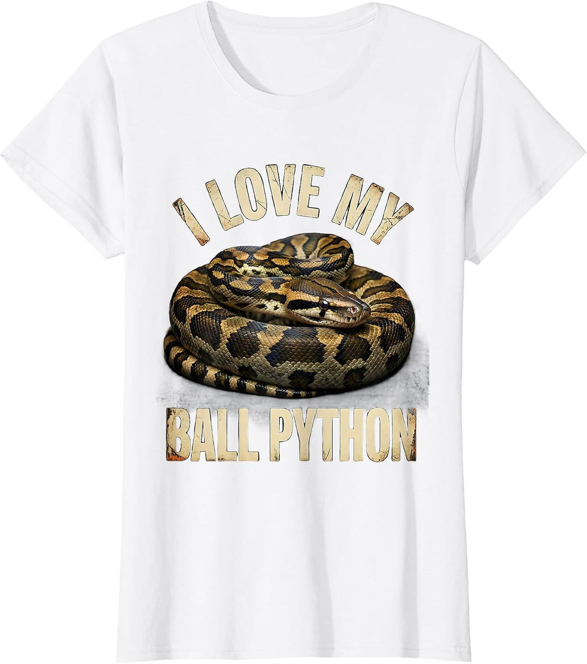 Women's I Love My Ball Python Distressed Funny Reptile Lover Gift T-Shirt - White