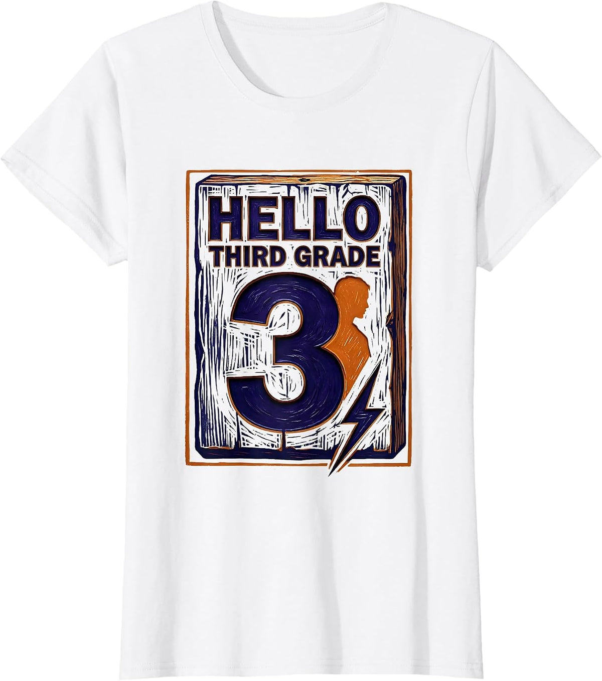 Hello Third Grade Retro Teacher Lightning Bolt T-Shirt - White