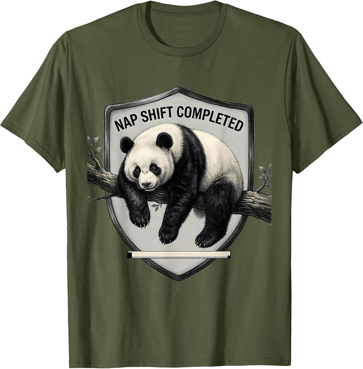 Nap Shift Completed Funny Panda Bear Animal Lover Gift T-Shirt - Olive Green