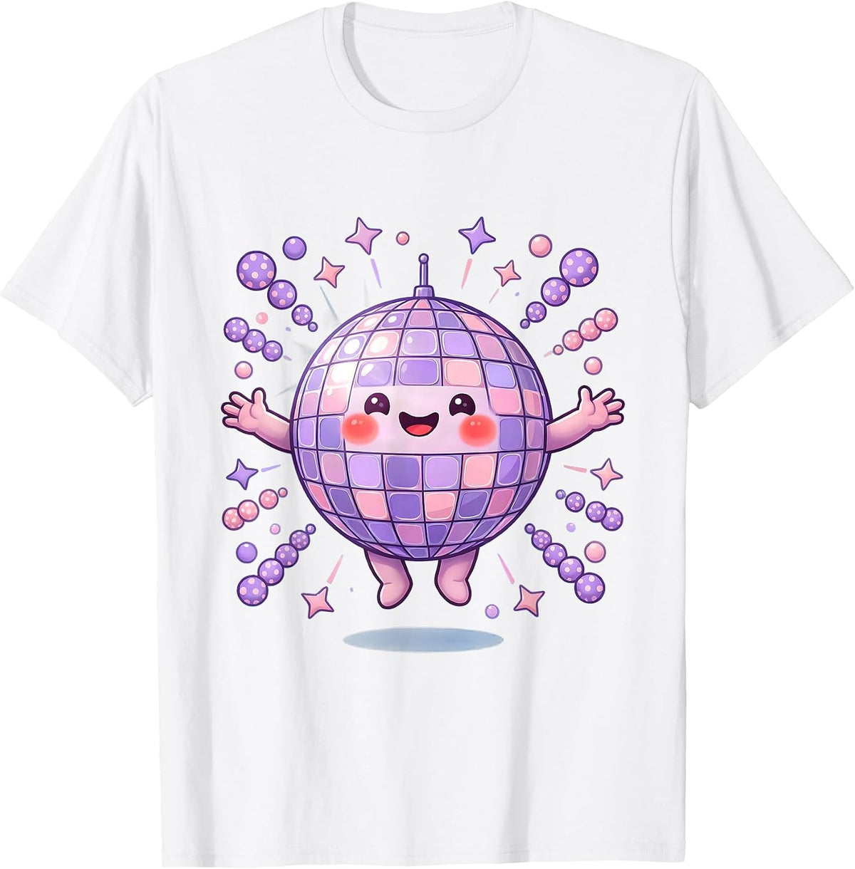 Men's Disco Ball Scattered Light Reflections Graphic T-Shirt - White