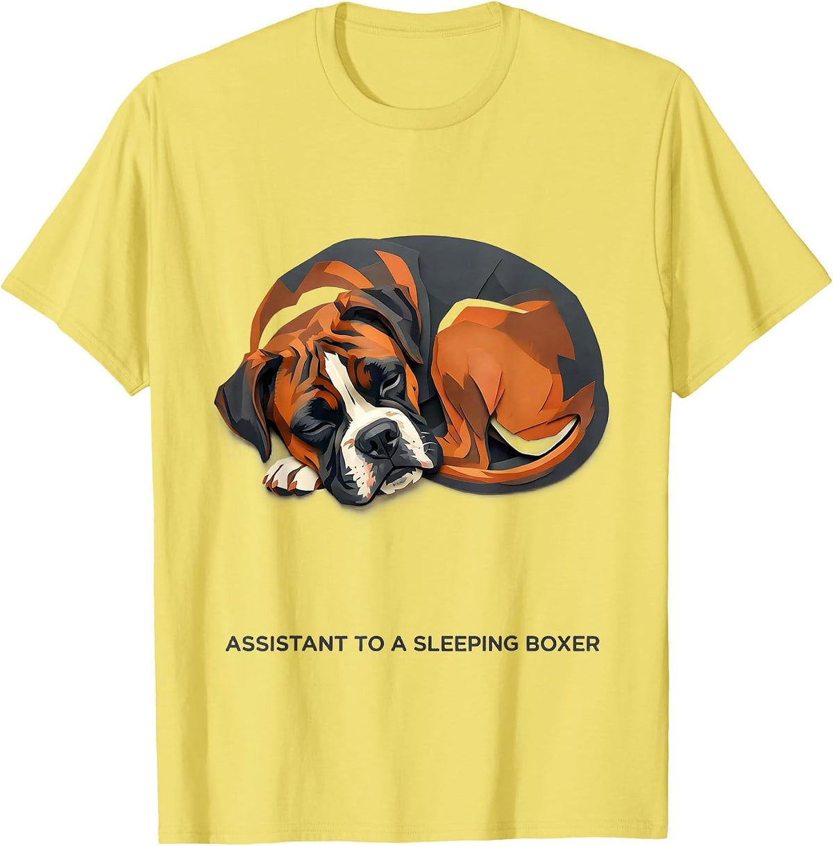 Men's Assistant To A Sleeping Boxer Dog Lover Pajamas Loungewear T-Shirt - Lemon Yellow