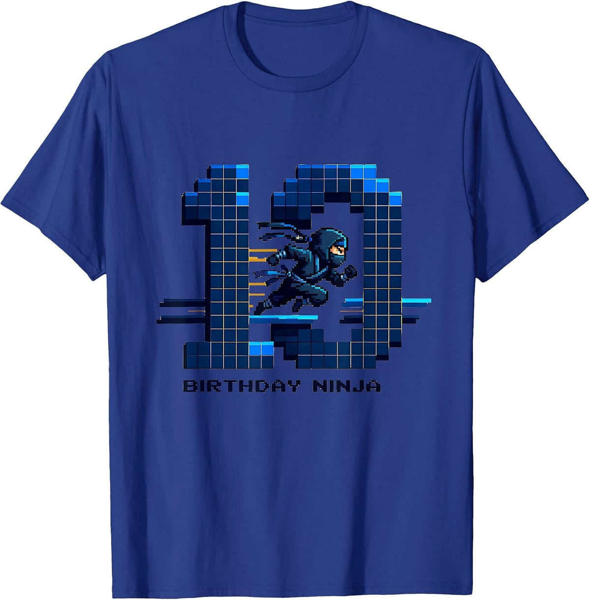 Birthday Ninja 10 Pixel Art Kids Ninja Party Costume T-Shirt - Royal Blue