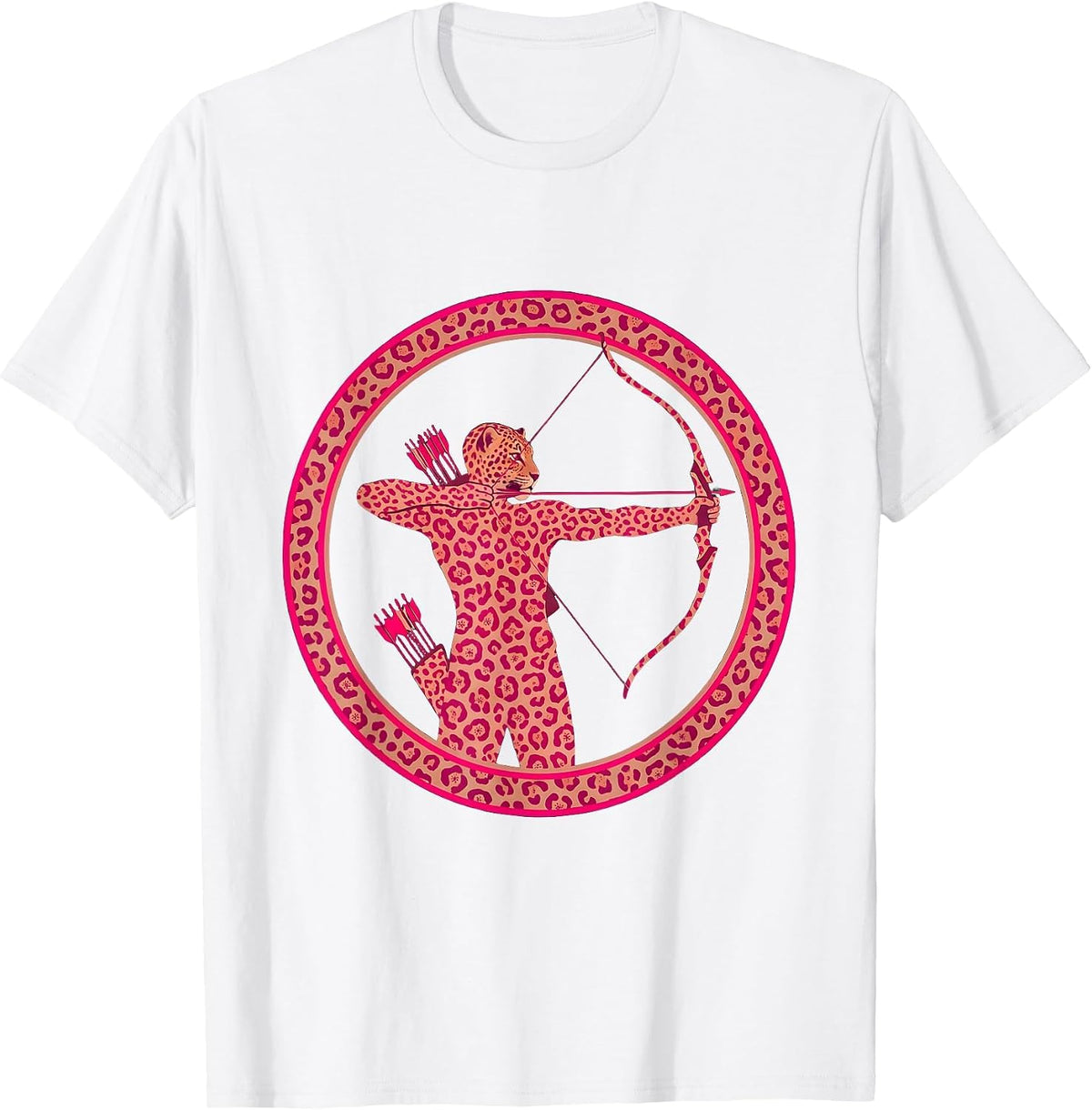 Men's Pink Camo Archer Drawing Bow and Quiver T-Shirt - White