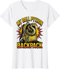 Women's My Ball Python Backpack Comic Book Reptile Lover Snake Humor T-Shirt - White