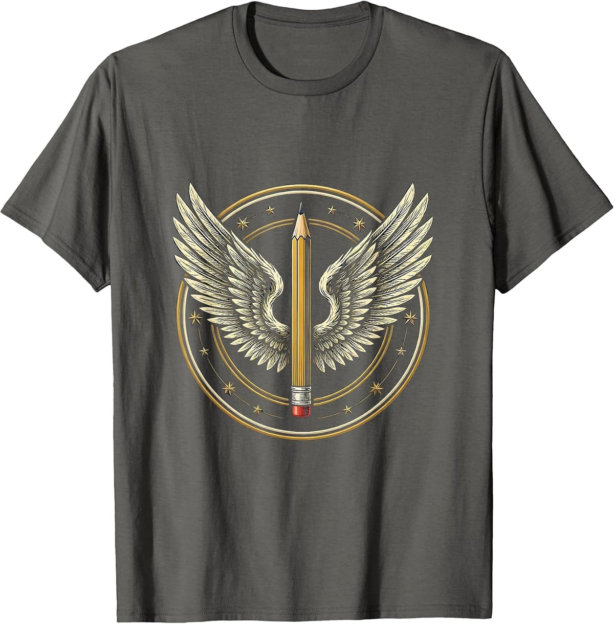Men's Special Education Teacher Winged Pencil Soaring Art T-Shirt - Asphalt Grey