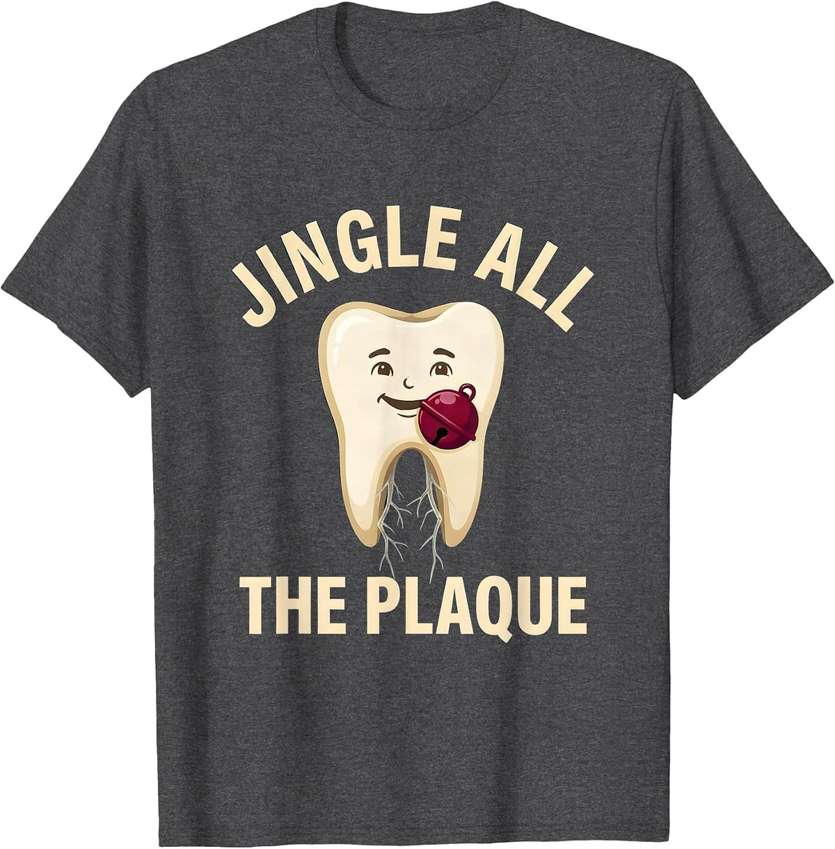 Men's Jingle All the Plaque Funny Dental Christmas Dentist Team T-Shirt - Dark Heather Grey
