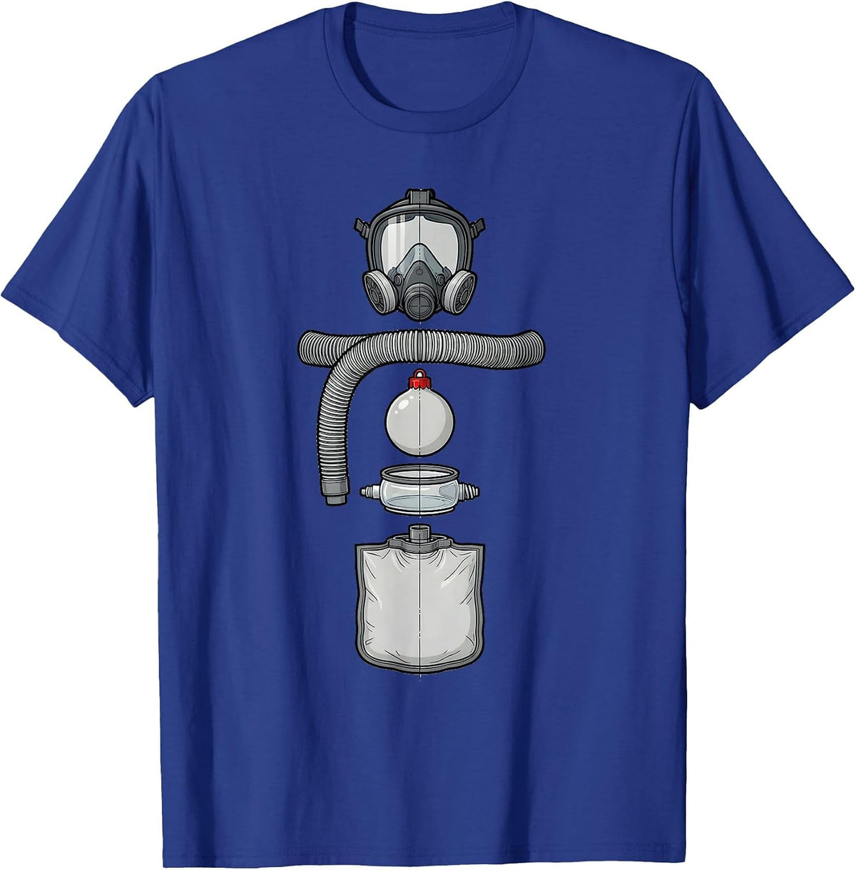 Exploded Breathing Circuit Respiratory Therapist Christmas T-Shirt - Royal Blue