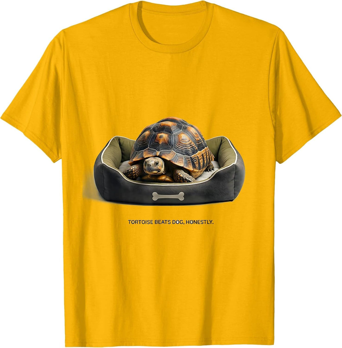 Tortoise Beats Dog Honestly Funny Reptile Lover Gift T-Shirt - Golden Yellow