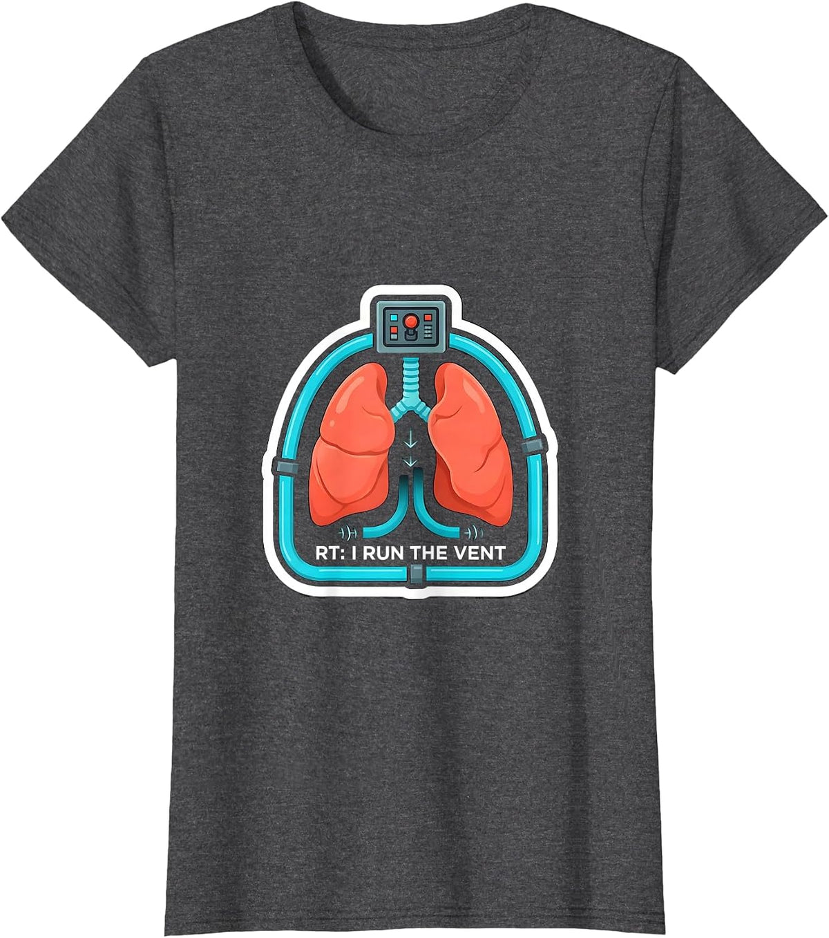 Women's RT I Run The Vent Funny Respiratory Therapist Occupational T-Shirt - Dark Heather Grey