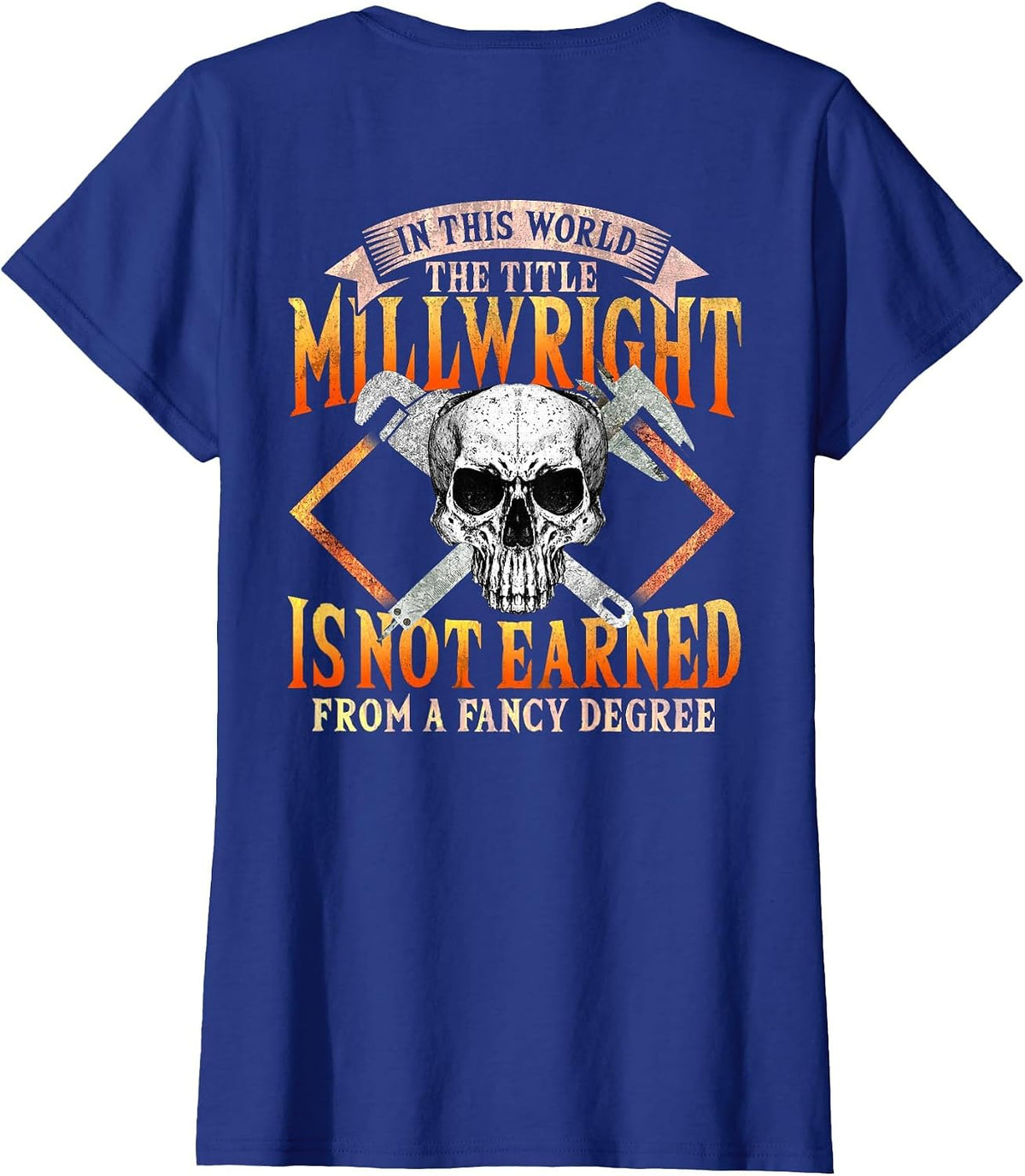 Millwright Image On Back of Clothing T-Shirt - Royal Blue