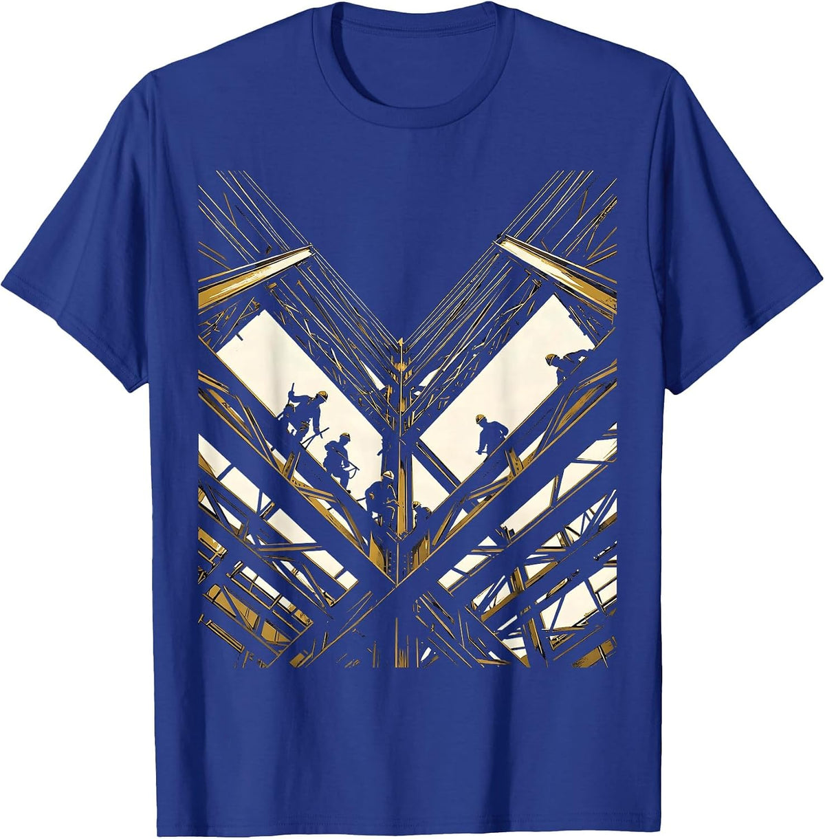 Men's Iron Workers Skyscraper Silhouette Graphic T-Shirt - Royal Blue