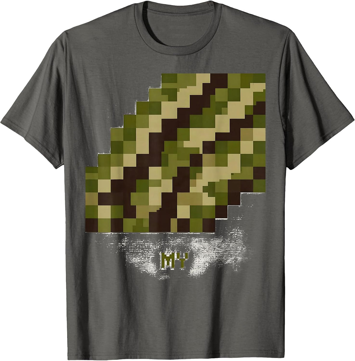 MY Camo Pixel Art Boys Casual Novelty T-Shirt - Asphalt Grey