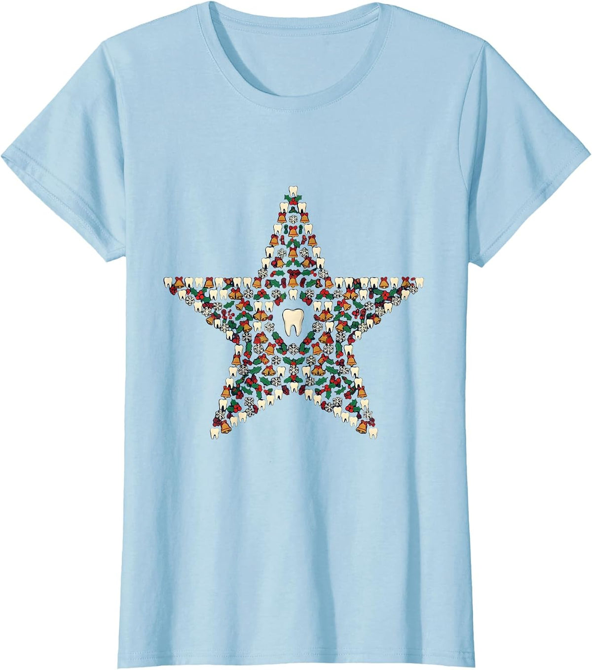 Five-Point Star Dental Christmas Dentist Gift T-Shirt - Baby Blue