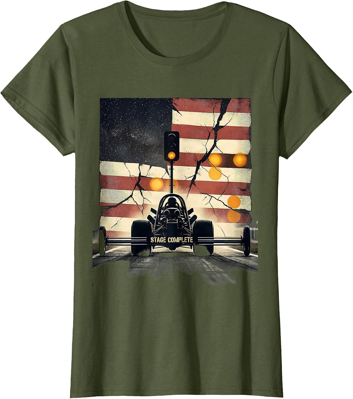 Women's Stage Complete Patriotic RC Car Drag Racing Hobbyist Gift T-Shirt - Olive Green