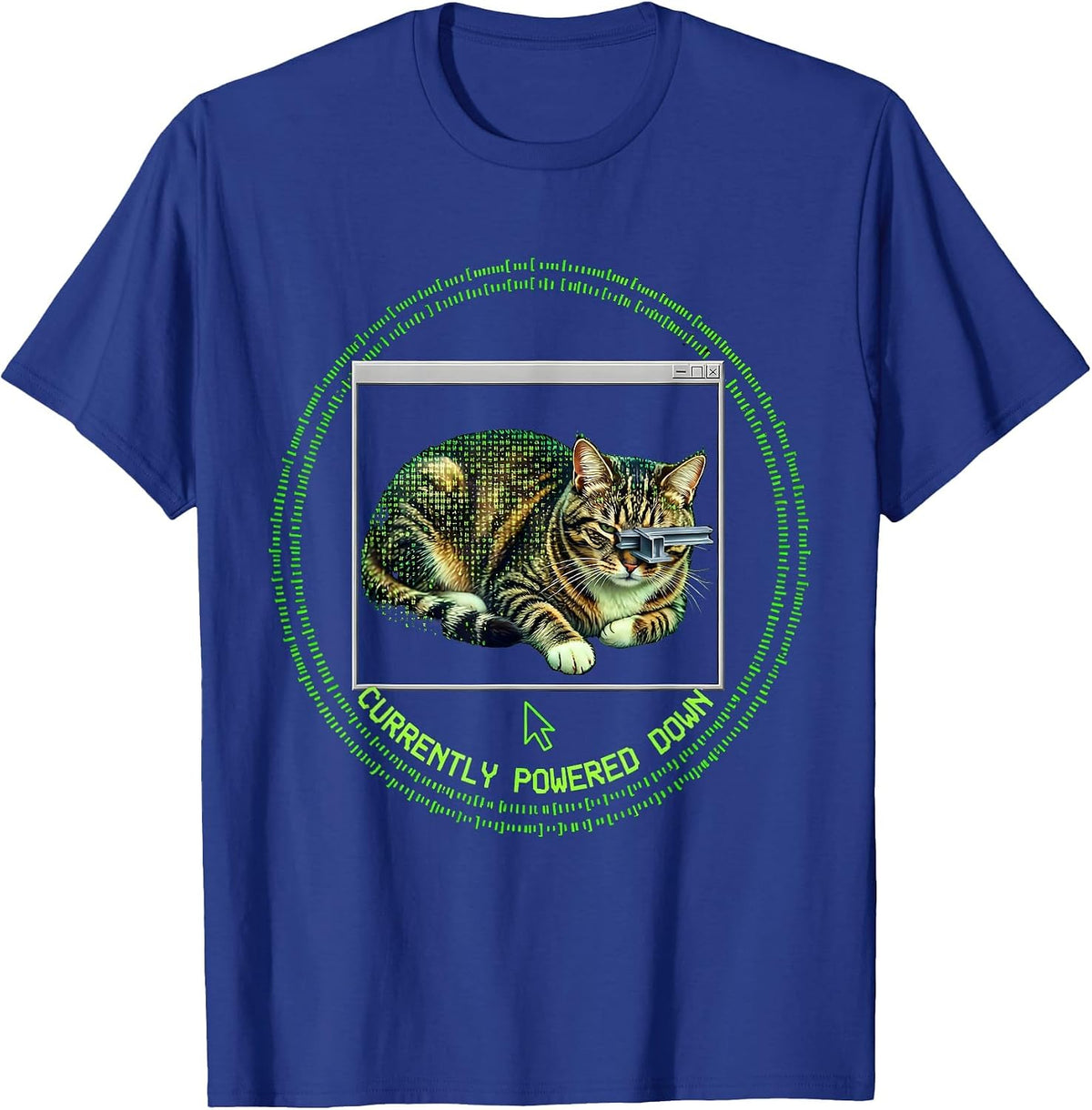 Currently Powered Down Funny Cat Meme Internet Humor T-Shirt - Royal Blue