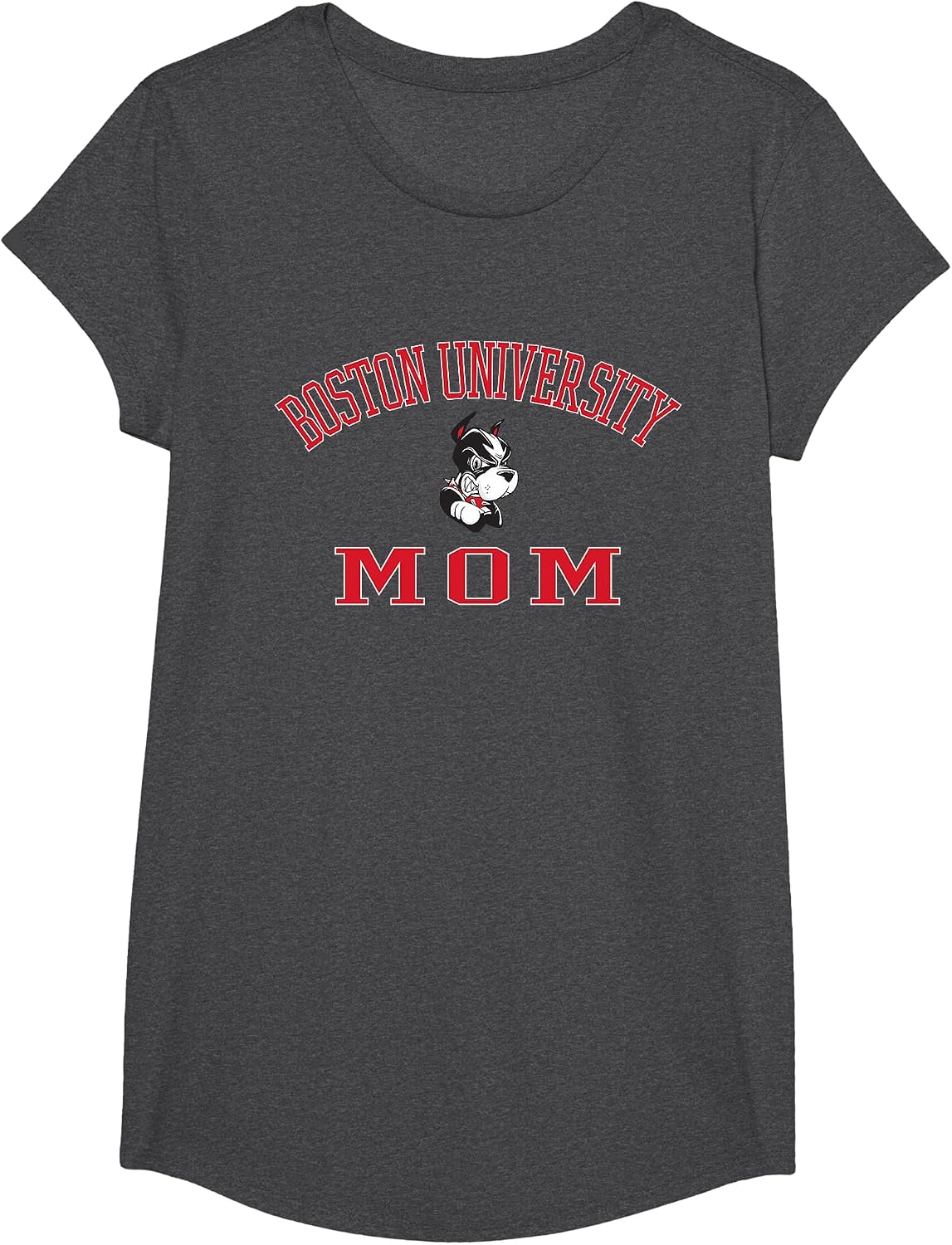 Boston Terriers Arch Over Mom - Neutral Boston U T-Shirt - Girls Dark Heather Grey