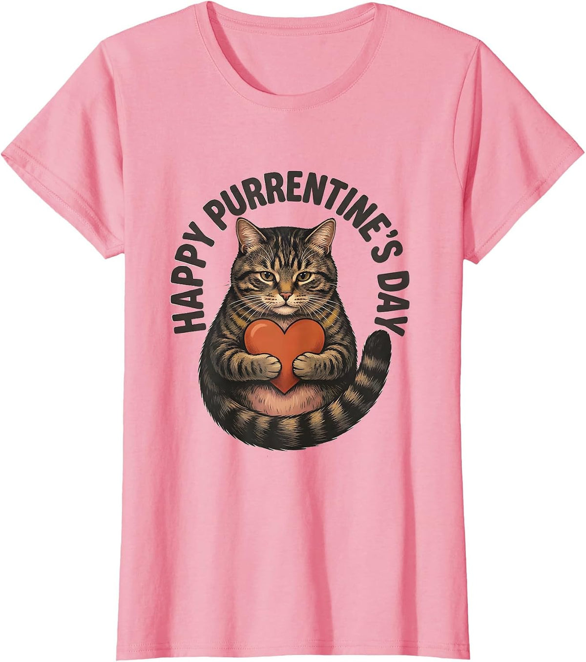 Women's Happy Purrentine's Day Cute Cat Lover Valentine Gift T-Shirt - Pink