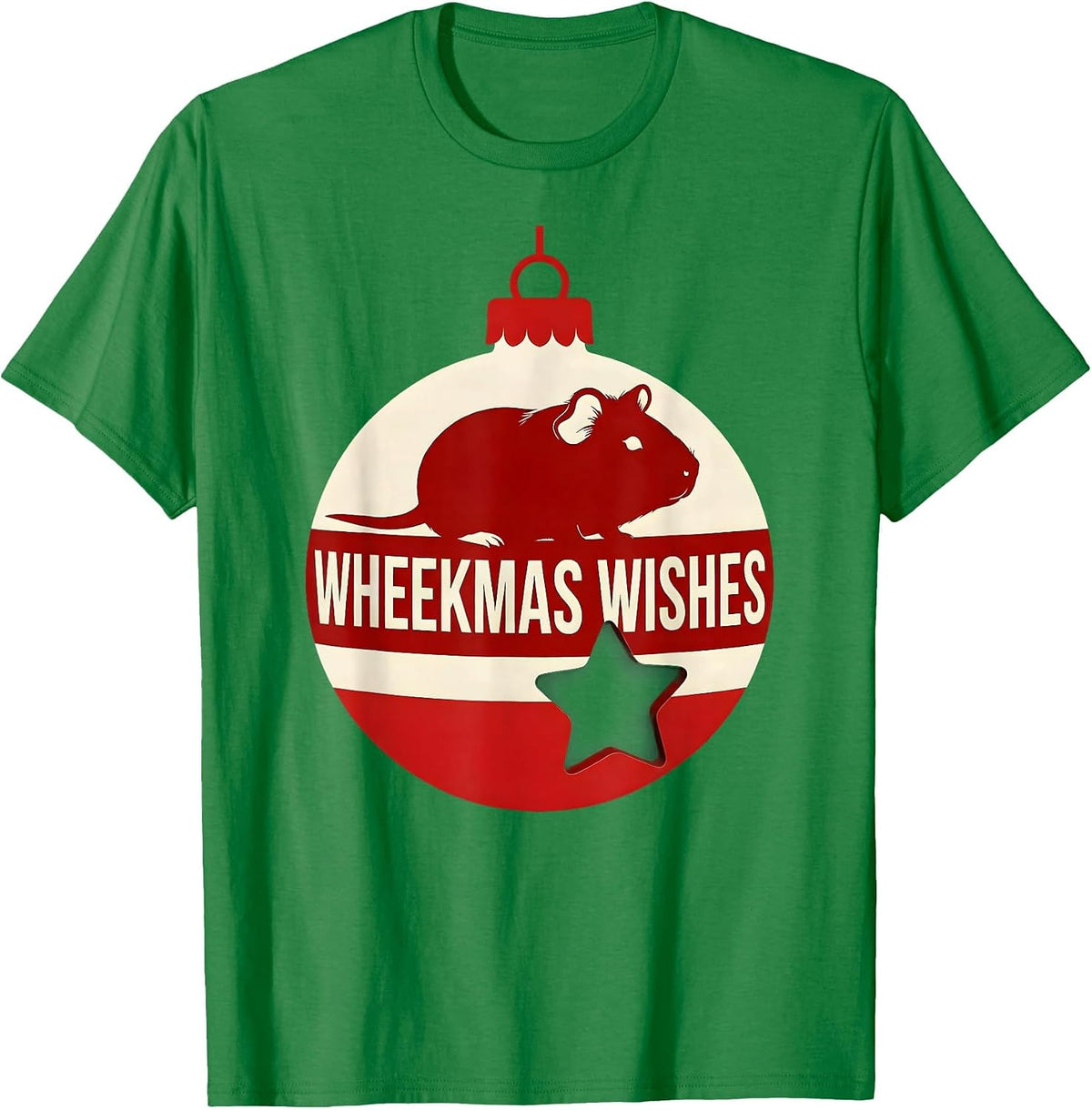 Men's Wheekmas Wishes Funny Guinea Pig Christmas Pet Lover Holiday T-Shirt - Kelly Green