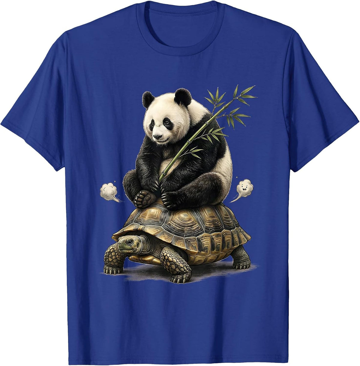 Men's Round Panda Illustration Cute Humor Gift for Kids T-Shirt - Royal Blue