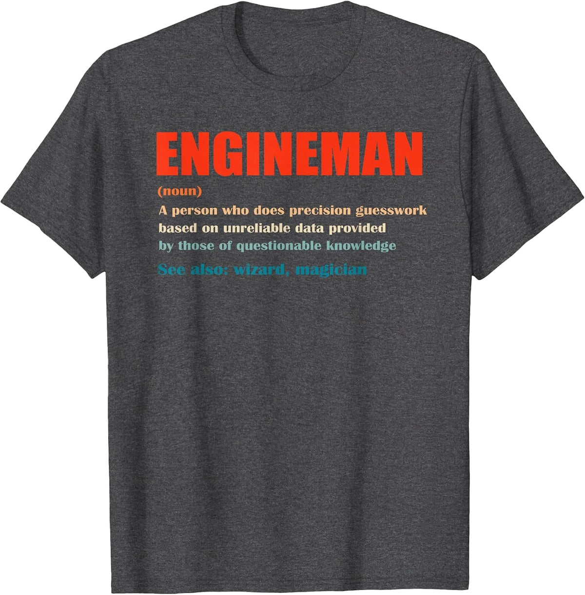 Engineman Vintage Definition Wizard Magician T-Shirt - Dark Heather Grey