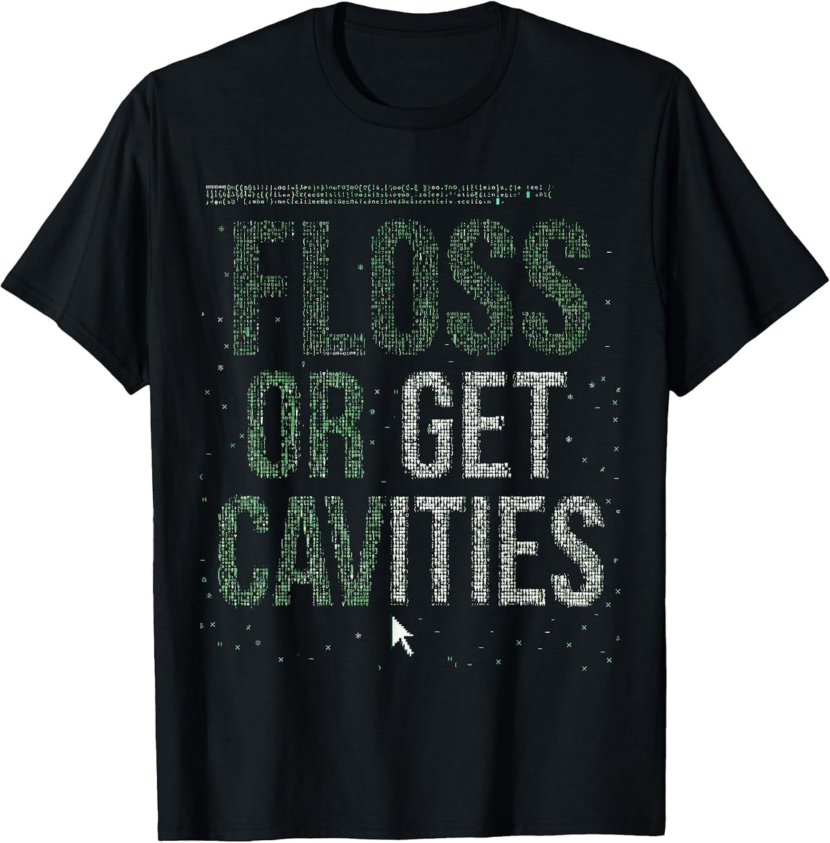 Men's Halloween Dental Floss or Get Cavities Design T-Shirt - Black