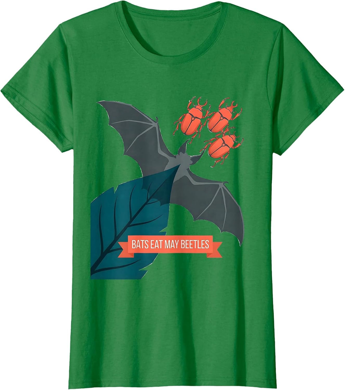 Bats Eat May Beetles Funny Bat Lover Wildlife Conservation T-Shirt - Kelly Green