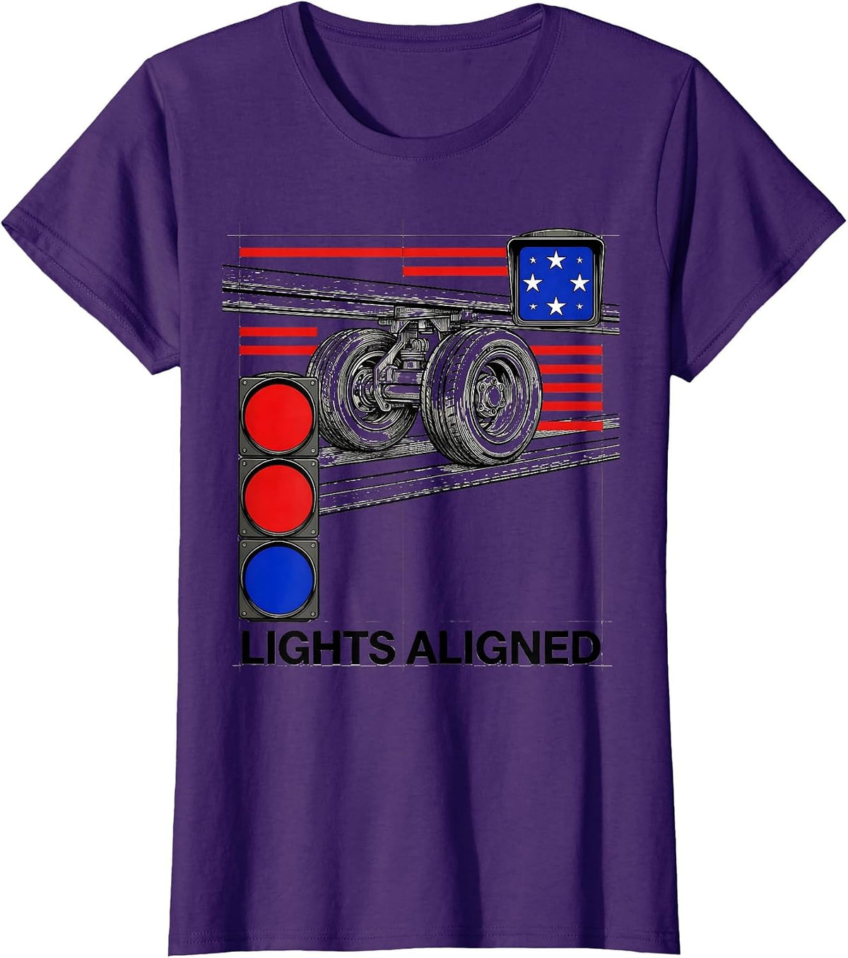 Women's Lights Aligned Swiss International RC Car Racing Drag Strip T-Shirt - Purple