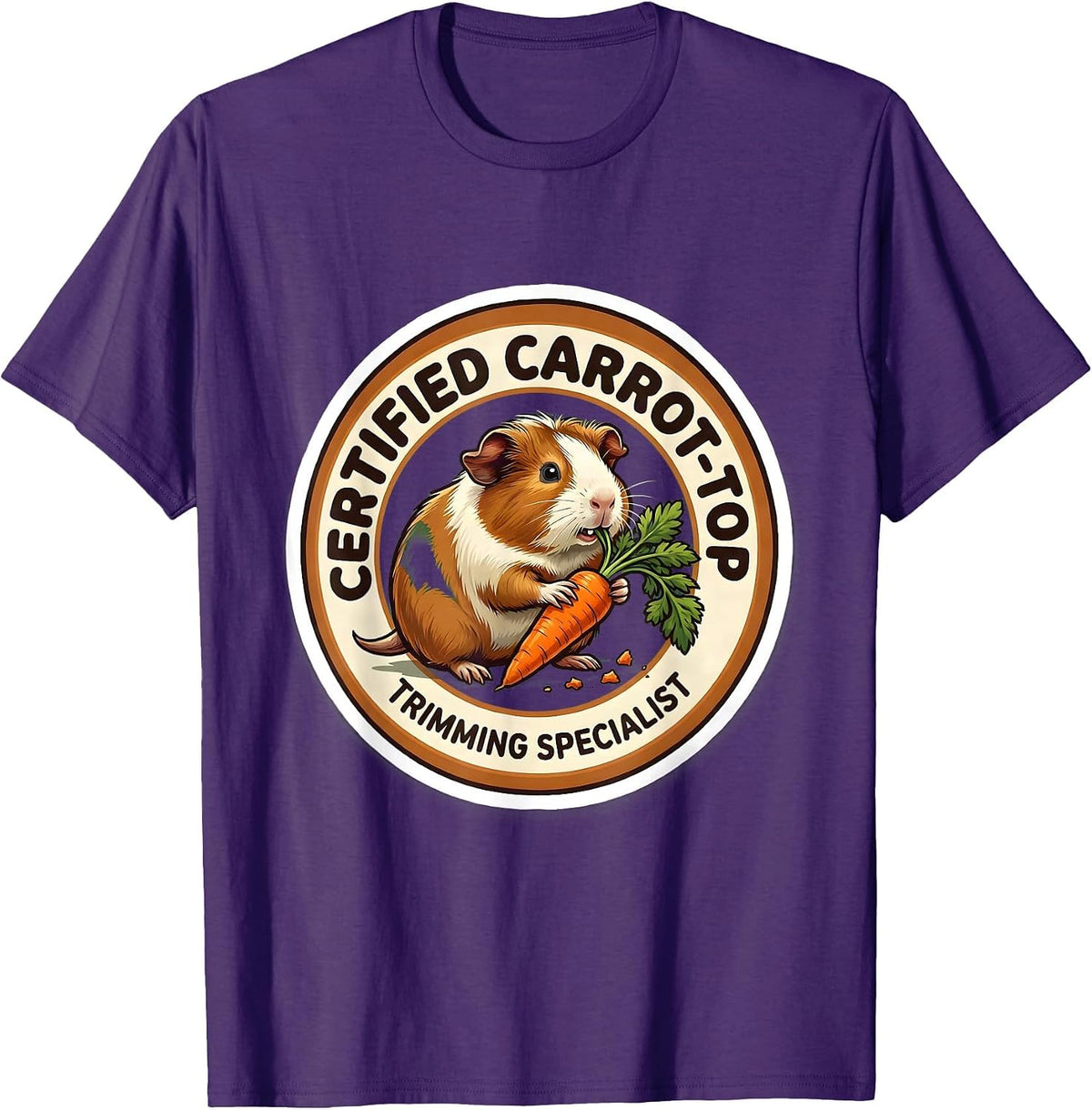 Certified Carrot-Top Trimming Specialist Funny Guinea Pig T-Shirt - Purple
