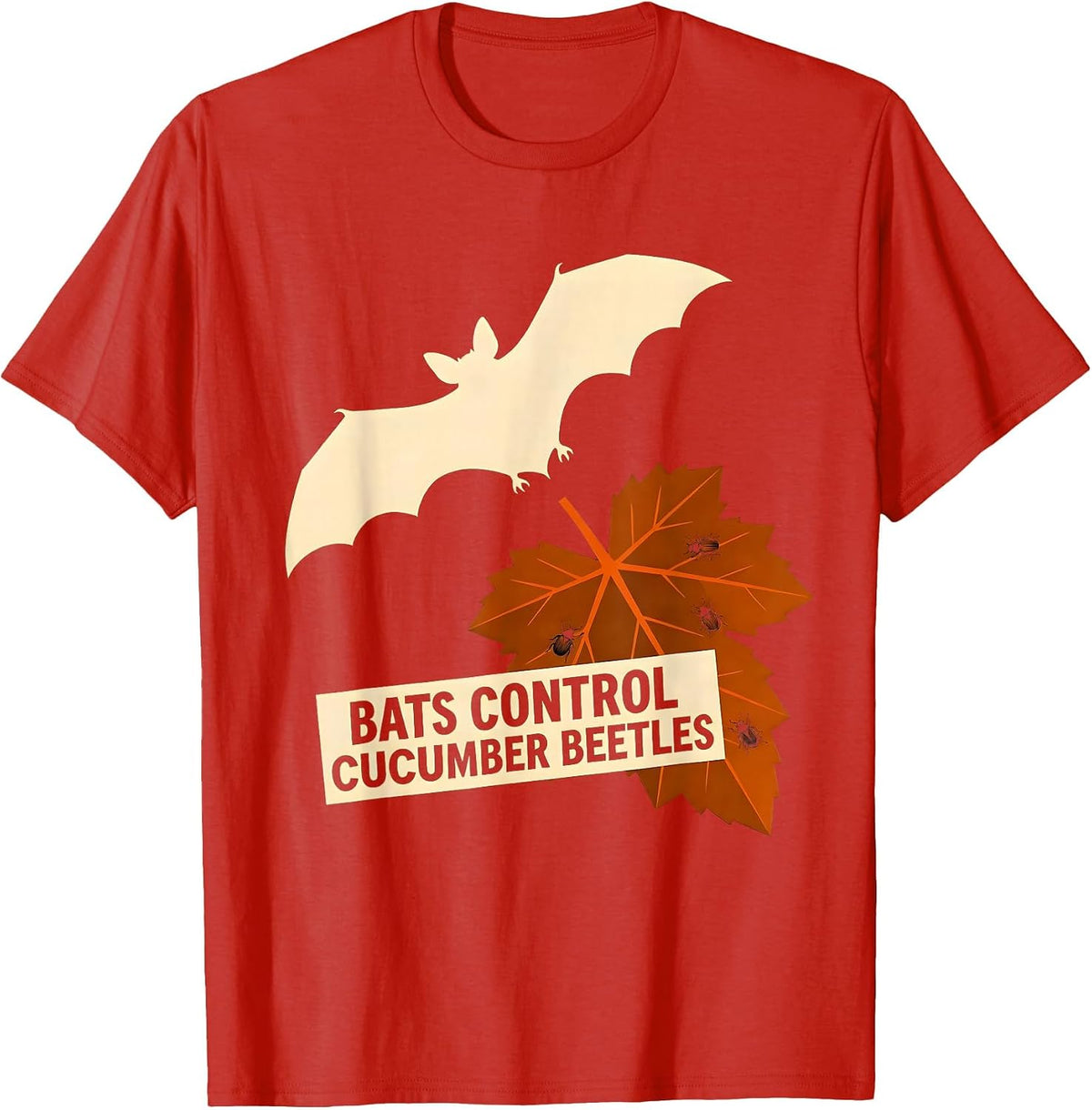 Men's Bats Control Cucumber Beetles Silly Bat Lover Wildlife T-Shirt - Red